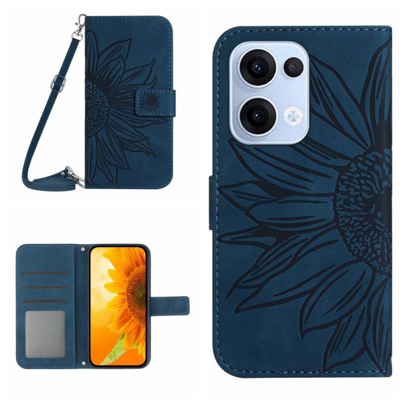 Etui Folio Oppo Reno 13 5g Torba Na Ramię Z Nadrukiem Słonecznika Etui Ochronne