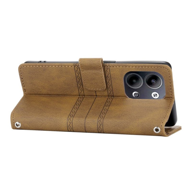 Skórzany Futerał Oppo Reno 13 5g Etui Na Telefon Podwójny Fryz Z Paskiem