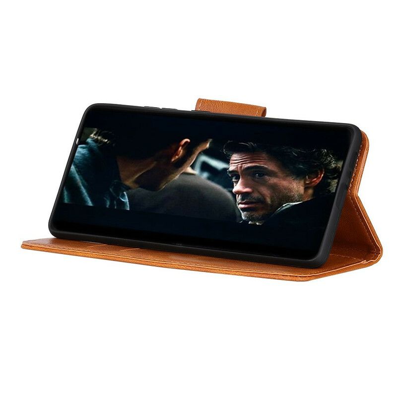 Etui Folio Google Pixel 5a 5g Dwustronne Zapięcie Z Efektem Skóry Litchi