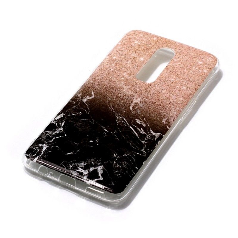 Etui OnePlus 6 Biały Czarny Marmurowy Brokat Etui Ochronne