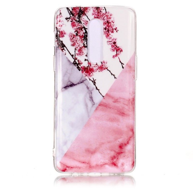 Etui OnePlus 6 Marmurkowe Kwiaty Śliwki