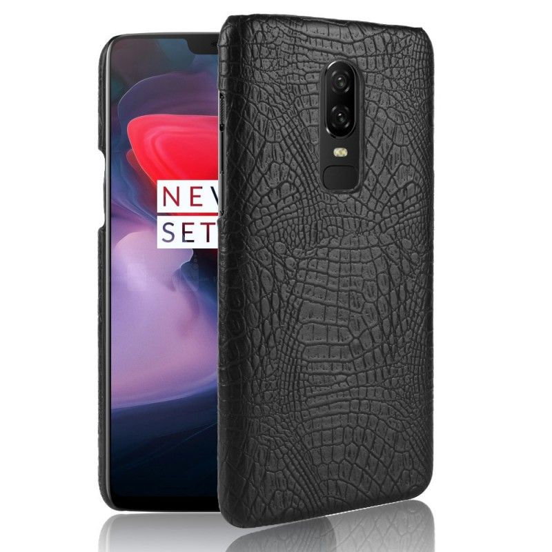 Futerały OnePlus 6 Czerwony Czarny Efekt Skóry Krokodyla