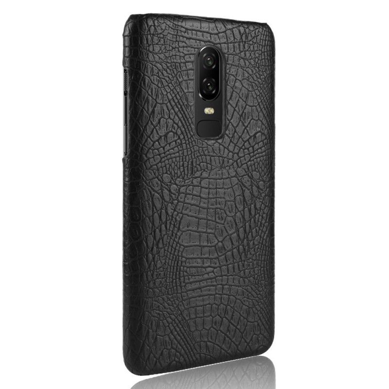 Futerały OnePlus 6 Czerwony Czarny Efekt Skóry Krokodyla