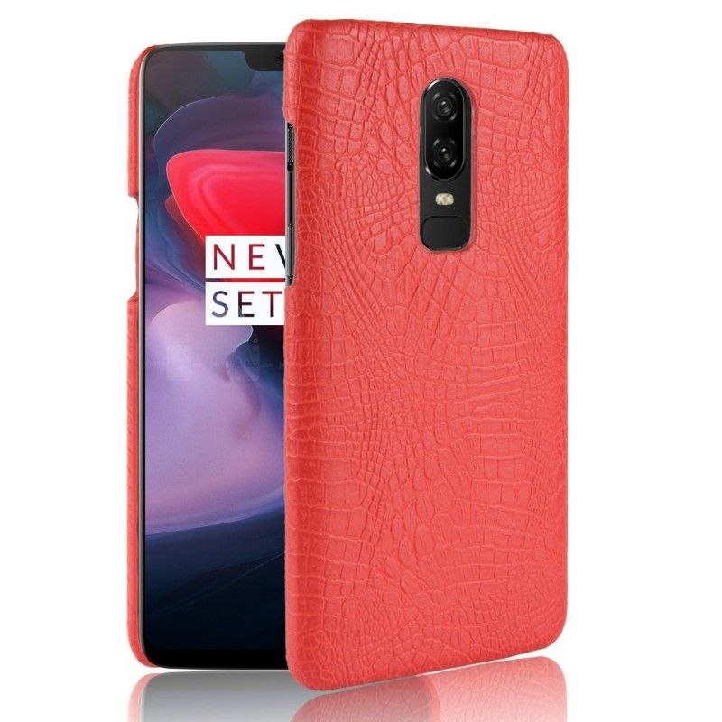 Futerały OnePlus 6 Czerwony Czarny Efekt Skóry Krokodyla