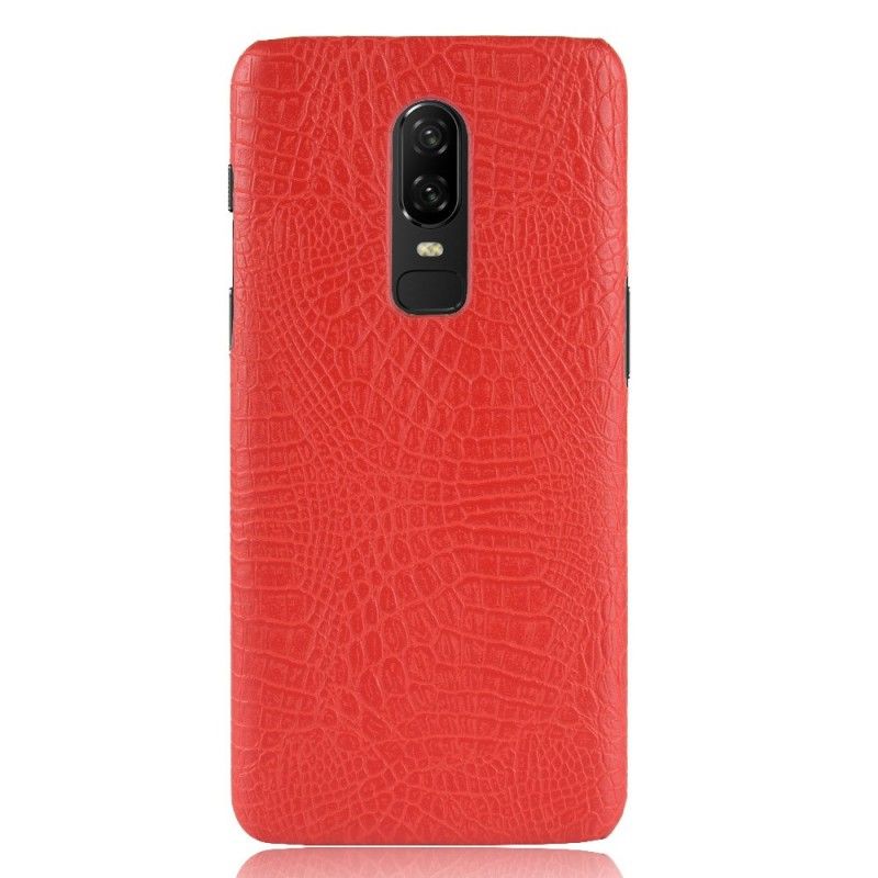 Futerały OnePlus 6 Czerwony Czarny Efekt Skóry Krokodyla