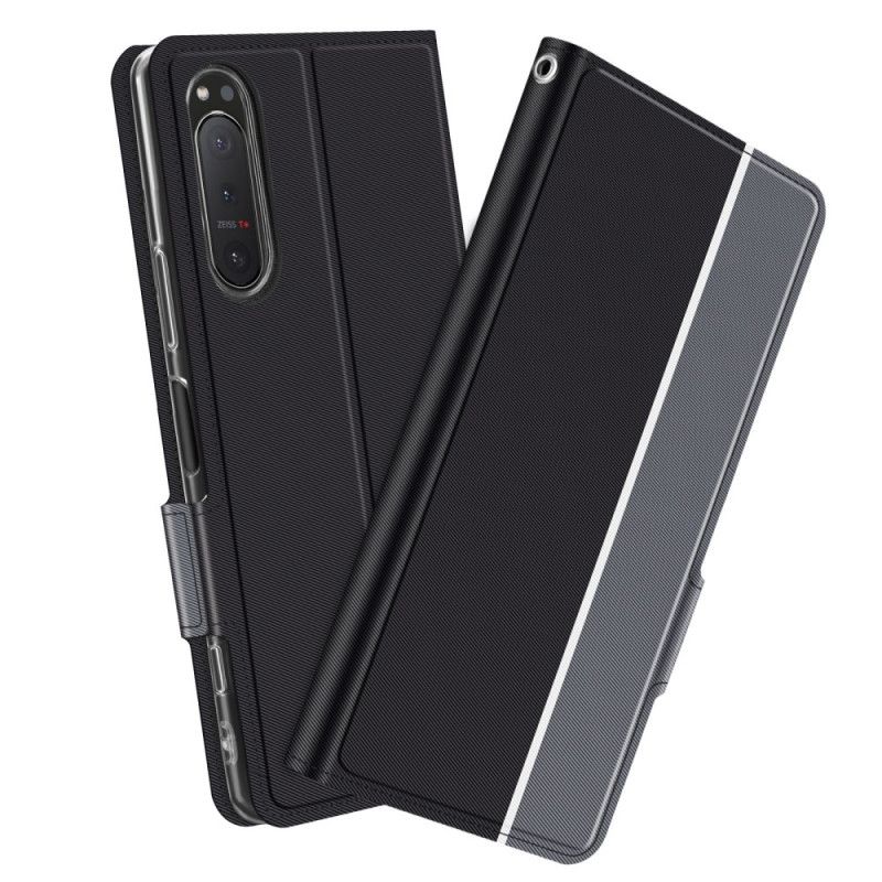 Etui Folio Sony Xperia 5 II Granatowy Czarny Dwukolorowa Seria Baiyu Etui Ochronne