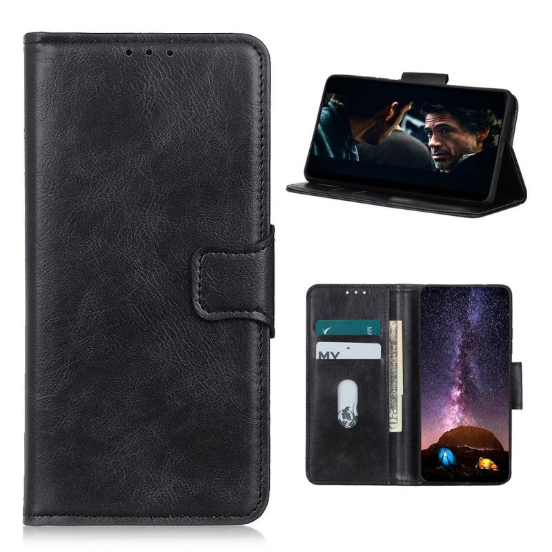 Etui Folio Sony Xperia 5 II Zielony Czarny Zapięcie Dwustronne Z Efektem Skóry