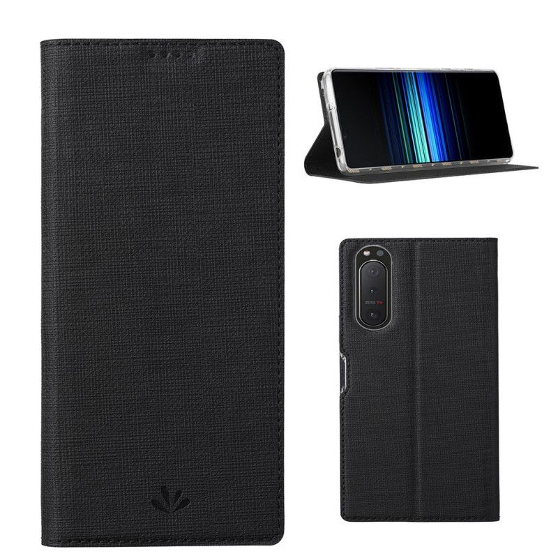 Flip Kotelot Sony Xperia 5 II Szary Czarny Etui na Telefon Teksturowany Vili Dmx