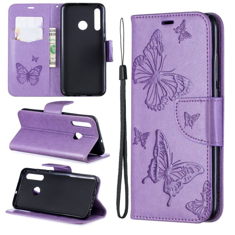 Etui Folio Huawei P Smart Plus 2019 Granatowy Szary Motyle W Locie Ze Stringami