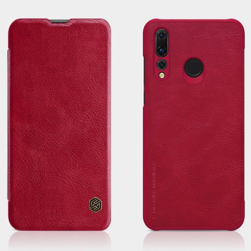 Flip Kotelot Huawei P Smart Plus 2019 Brązowy Czerwony Etui na Telefon Seria Nillkin Qin