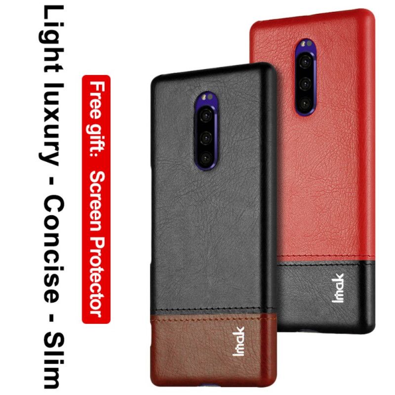 Etui Sony Xperia 1 Czerwony Czarny Imak Ruiyi Series Efekt Skóry