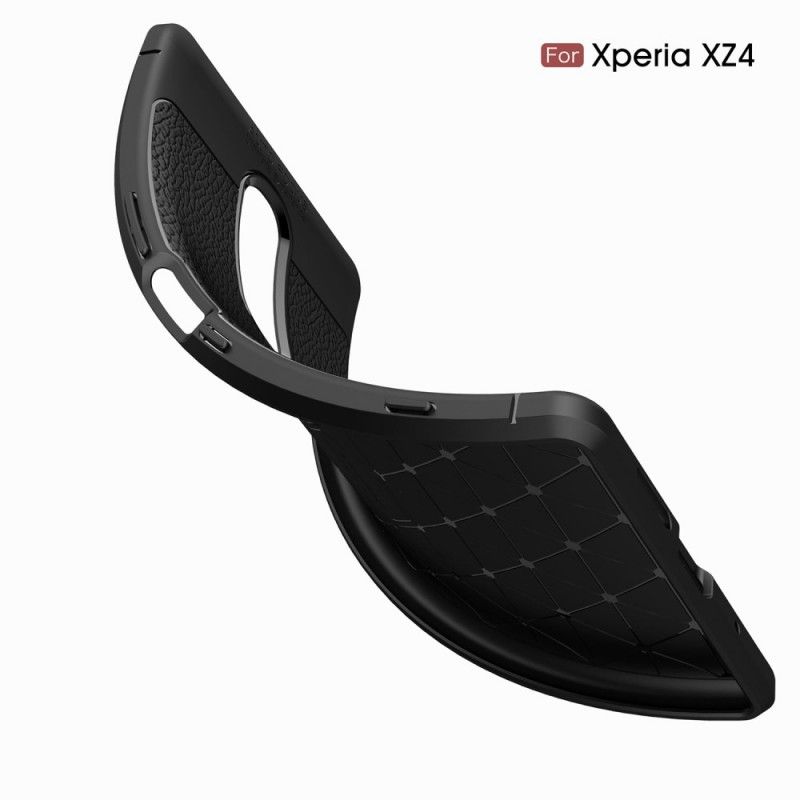 Etui Sony Xperia 1 Szary Czarny Efekt Skóry Z Podwójną Linią Liczi