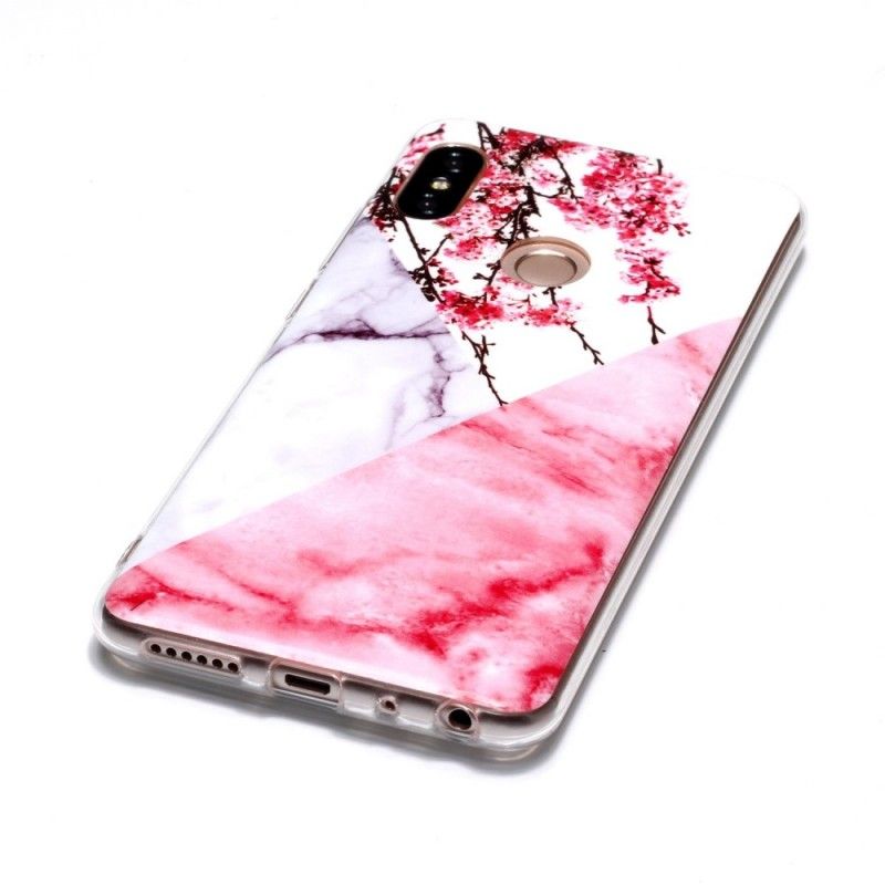 Etui Xiaomi Redmi Note 5 Marmurkowe Kwiaty Śliwki