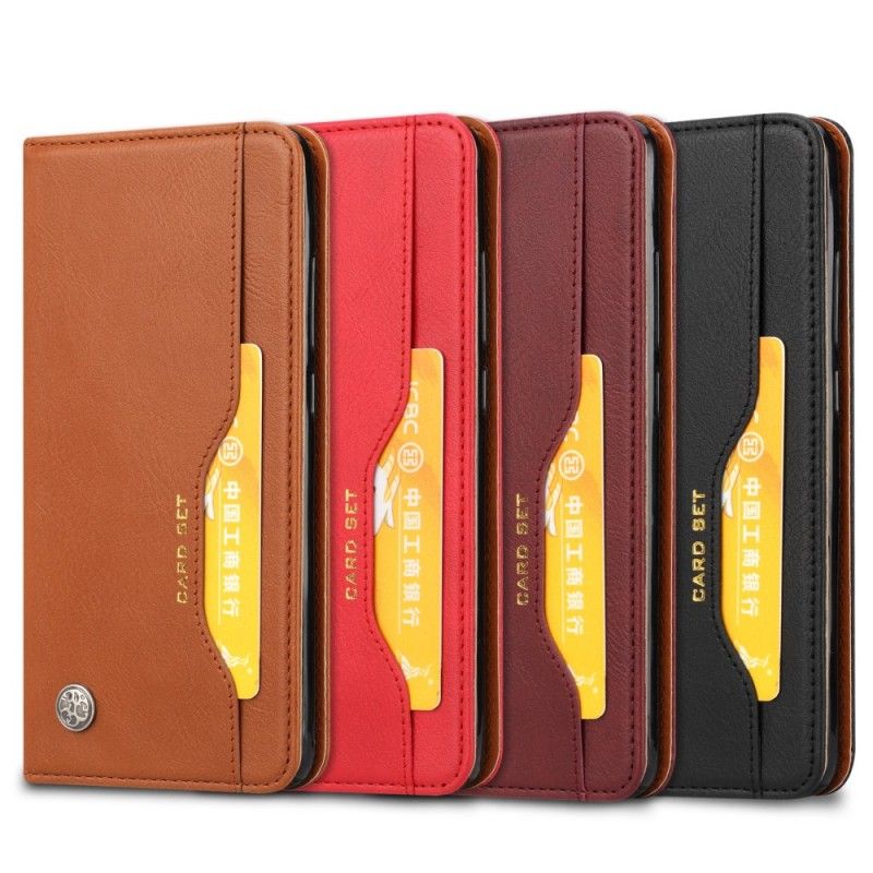 Flip Kotelot Xiaomi Redmi Note 5 Czerwony Czarny Etui Na Karty Ze Sztucznej Skóry