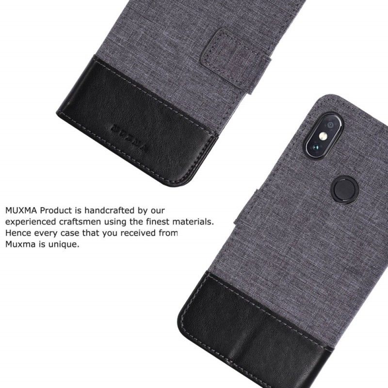 Pokrowce Xiaomi Redmi Note 5 Szary Czarny Tkanina Muxma I Efekt Skóry
