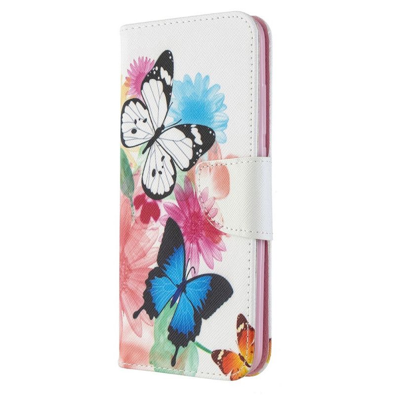 Etui Folio Xiaomi Redmi 8A Malowane Motyle I Kwiaty Etui Ochronne