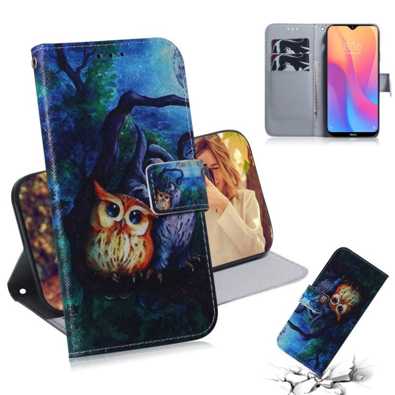 Etui Folio Xiaomi Redmi 8A Malowanie Sowy Etui Ochronne