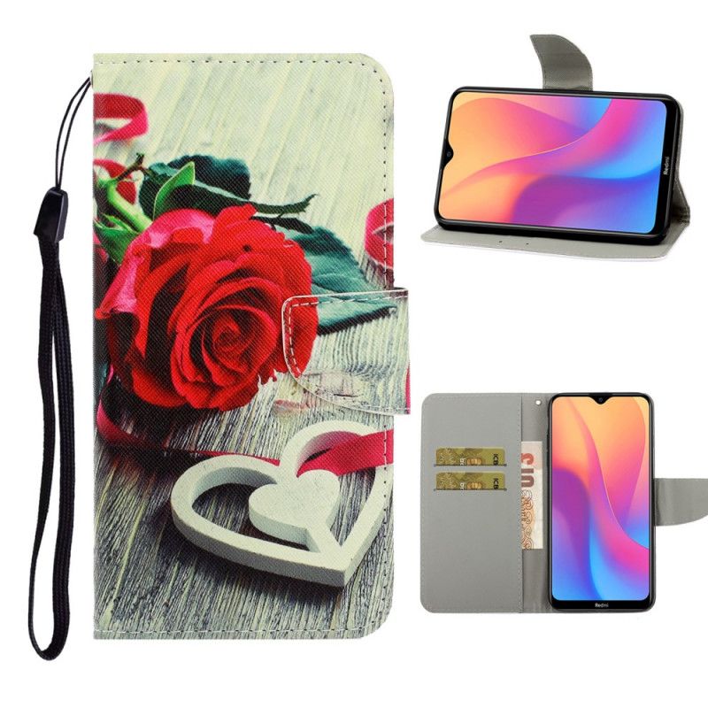 Etui Folio Xiaomi Redmi 8A Romantyczny Róż Ze Stringami