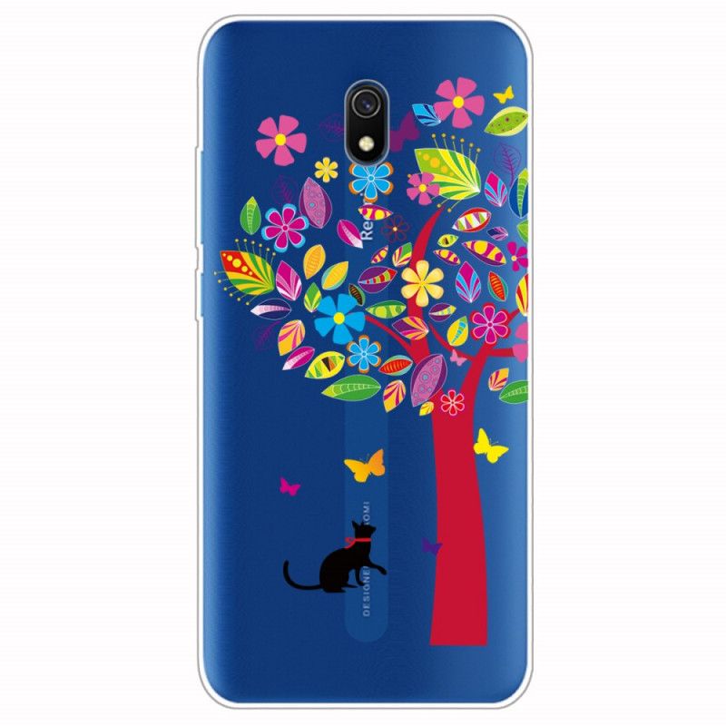 Etui Xiaomi Redmi 8A Kot Pod Kolorowym Drzewkiem Etui Ochronne
