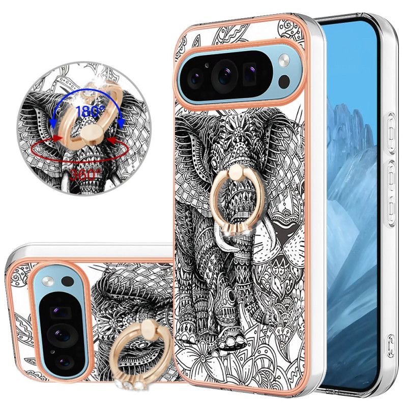 Etui Google Pixel 9 Pro Xl Pierścień Wsparcia Totemu Słonia Etui Ochronne