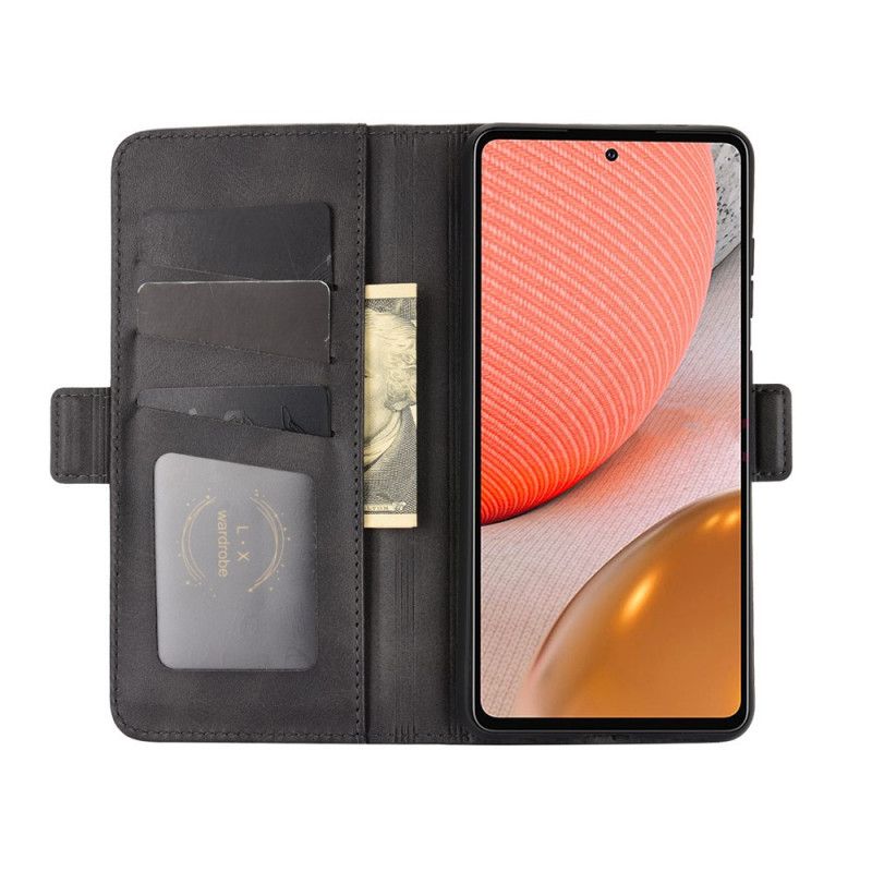 Etui Folio Samsung Galaxy A72 4G / A72 5G Czerwony Czarny Podwójna Klapa