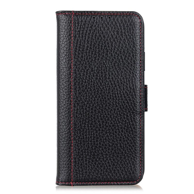 Etui Folio Samsung Galaxy A72 4G / A72 5G Czerwony Czarny Szyty Efekt Skóry Liczi