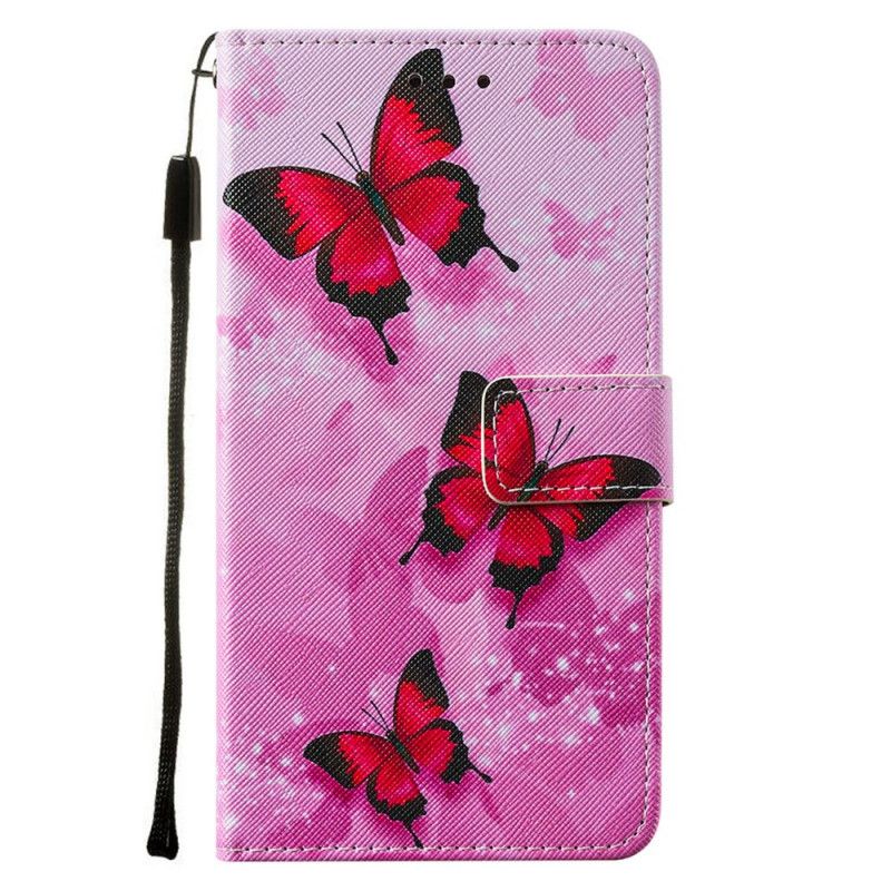 Etui Folio Samsung Galaxy A72 4G / A72 5G Fioletowy Purpurowy Motyle Ze Sztucznej Skóry Z Teksturą