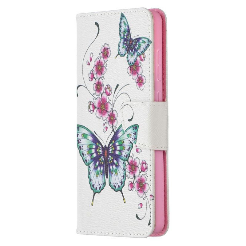 Etui Folio Samsung Galaxy A72 4G / A72 5G Magenta Biały Motyle Królów