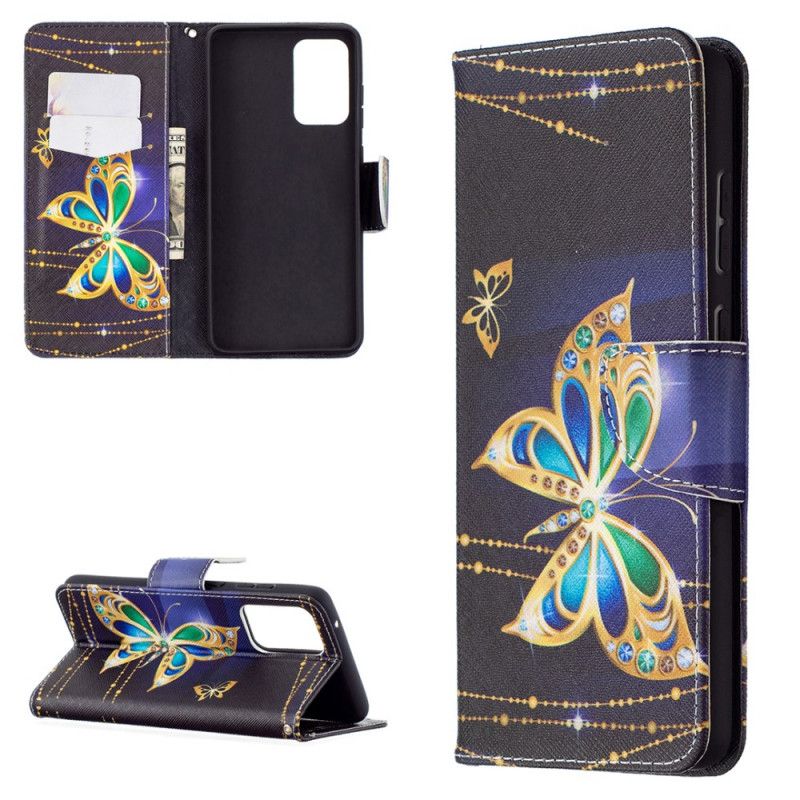 Etui Folio Samsung Galaxy A72 4G / A72 5G Złote Motyle Etui Ochronne