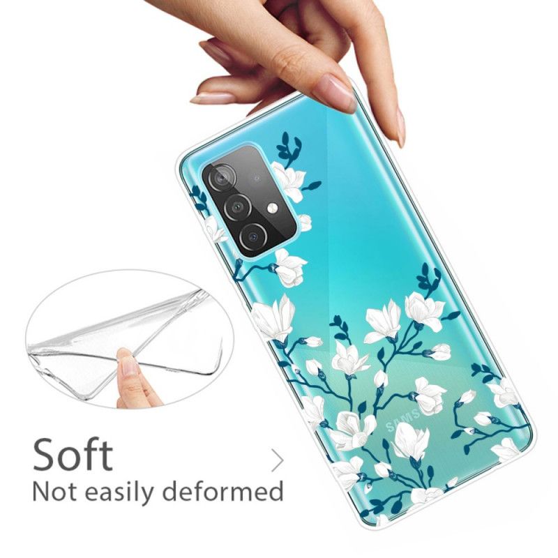 Etui Samsung Galaxy A72 4G / A72 5G Białe Kwiaty