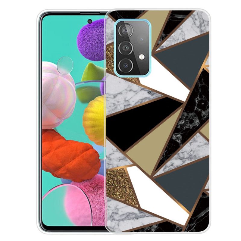 Etui Samsung Galaxy A72 4G / A72 5G Biały Czarny Geometryczny Marmur