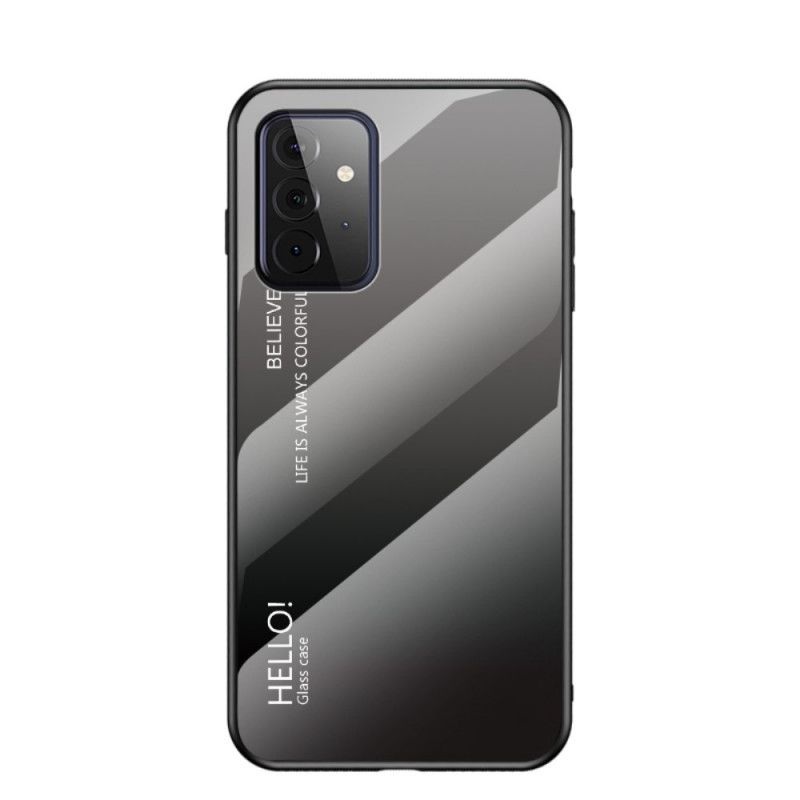 Etui Samsung Galaxy A72 4G / A72 5G Biały Czarny Witam Szkło Hartowane