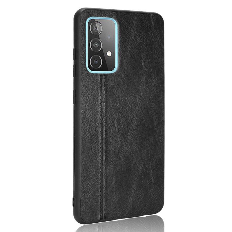 Etui Samsung Galaxy A72 4G / A72 5G Czerwony Czarny Efekt Szytej Skóry