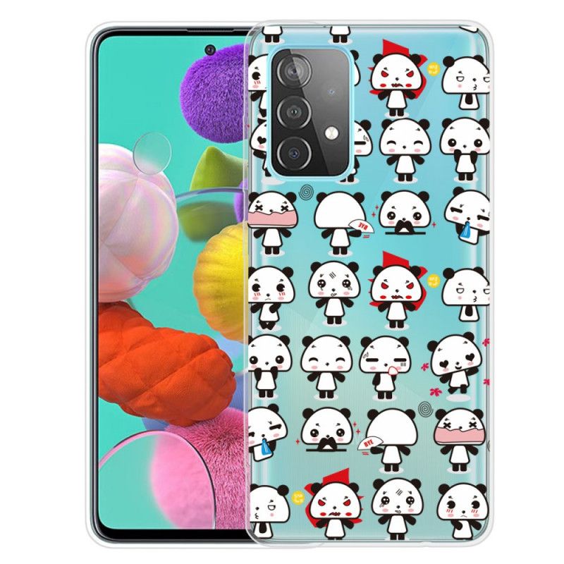 Etui Samsung Galaxy A72 4G / A72 5G Przezroczyste Zabawne Pandy Etui Ochronne