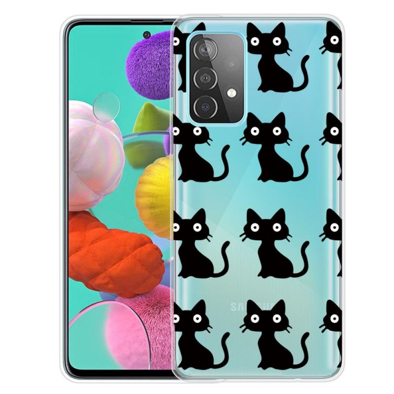 Etui Samsung Galaxy A72 4G / A72 5G Wiele Czarnych Kotów