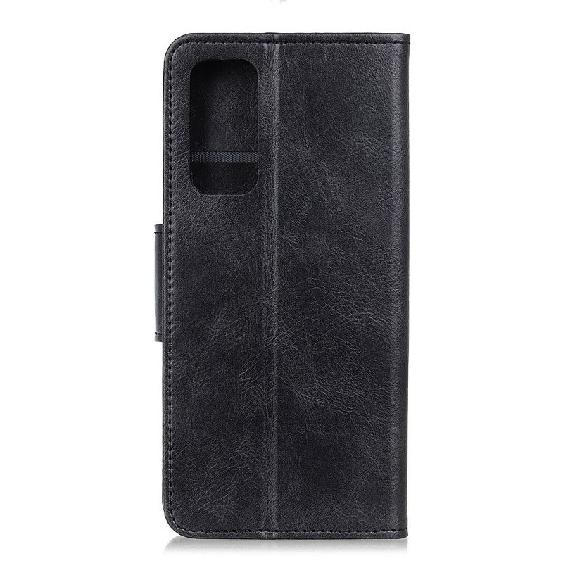 Skórzany Futerał Samsung Galaxy A72 4G / A72 5G Zielony Czarny Etui na Telefon Zapięcie Dwustronne Z Efektem Skóry