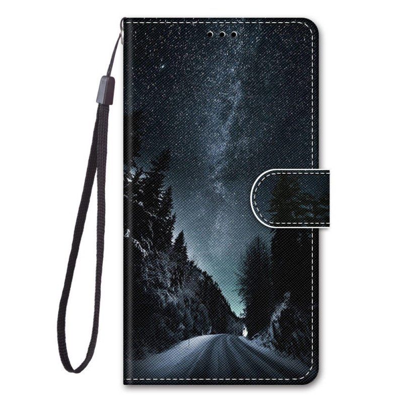 Etui Folio do Samsung Galaxy M53 5G z Łańcuch Krajobraz Smyczy