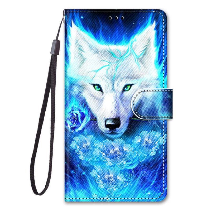 Etui Folio do Samsung Galaxy M53 5G z Łańcuch Smycz Wilk