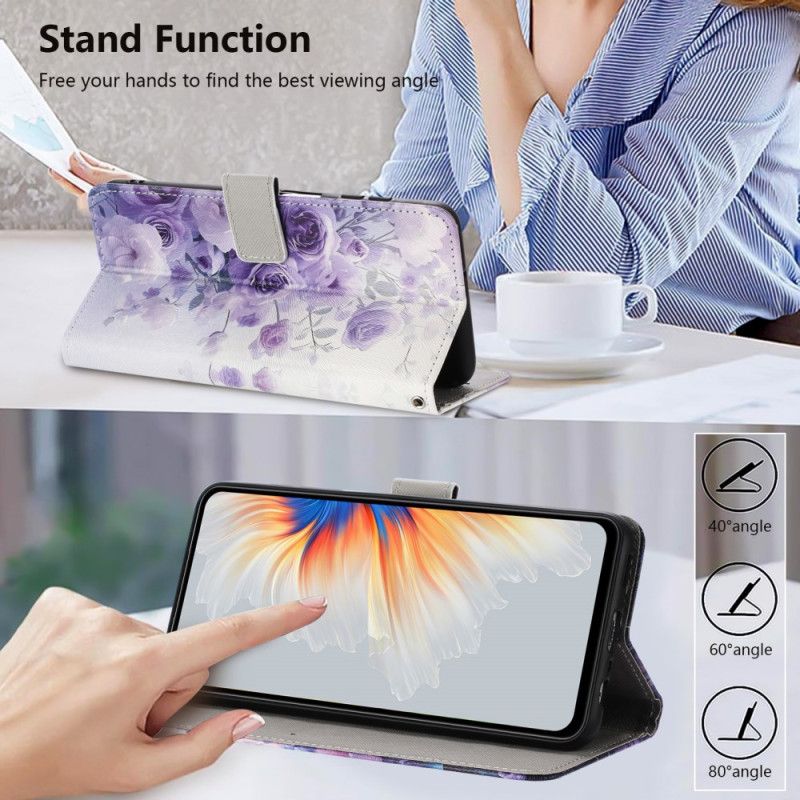 Case Xiaomi 17 Pro Max Etui Na Telefon Portfel Z Klapką - Różowo-fioletowy Wzór Z Paskiem Na Nadgarstek