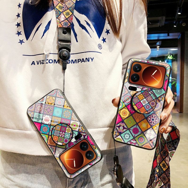 Etui Do Xiaomi 17 Pro Max Patchworkowy Stojak I Pasek