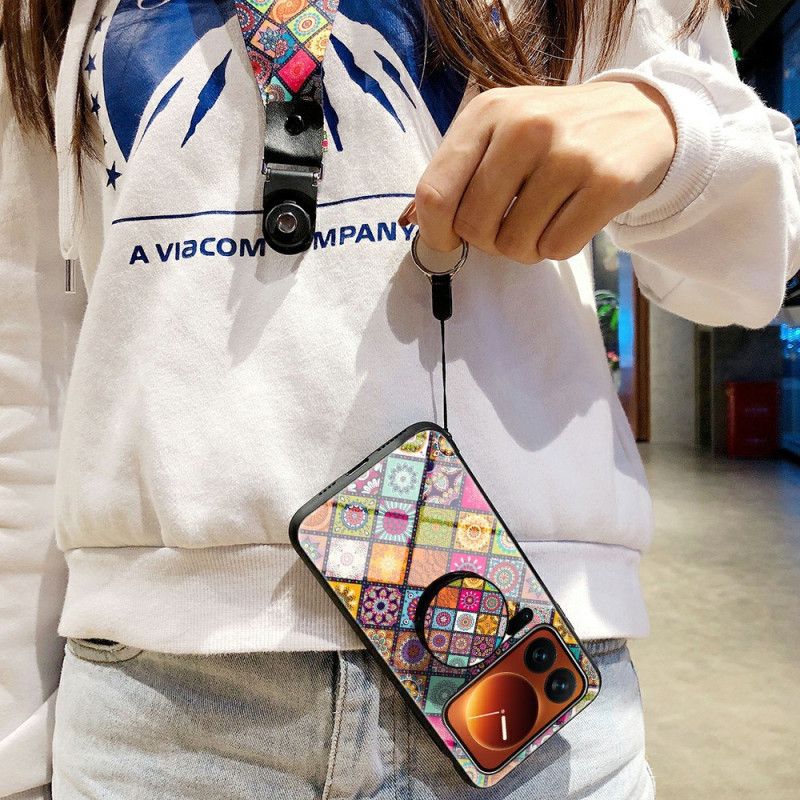 Etui Do Xiaomi 17 Pro Max Patchworkowy Stojak I Pasek