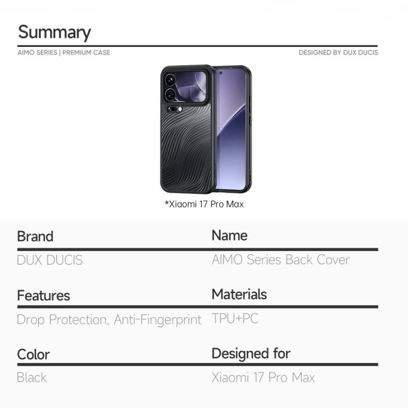 Etui Do Xiaomi 17 Pro Max Seria Aimo Dux Ducis