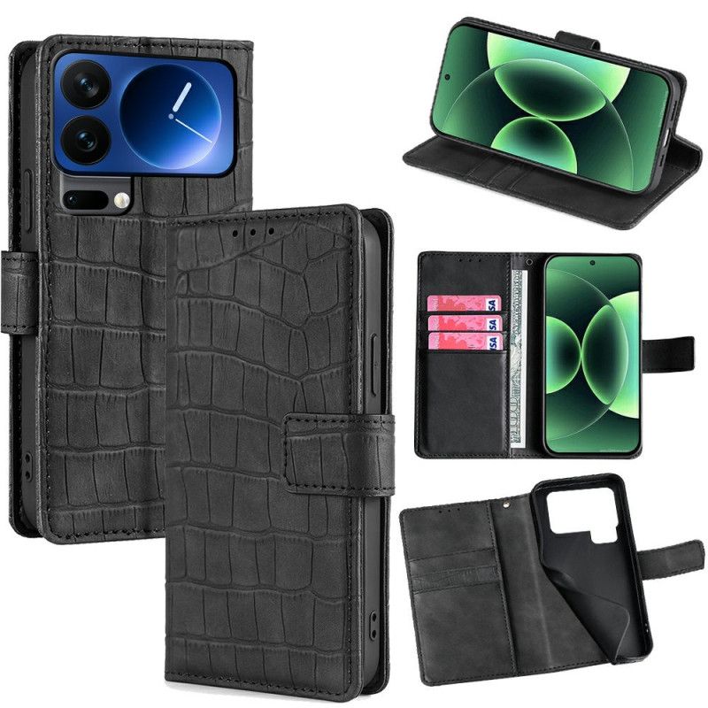 Etui Folio Do Xiaomi 17 Pro Max Faktura Skóry Krokodyla