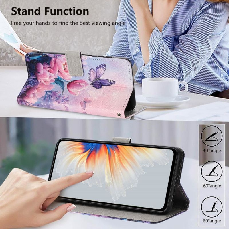 Etui Folio Xiaomi 17 Pro Max Motyl I Różowe Kwiaty Etui Ochronne