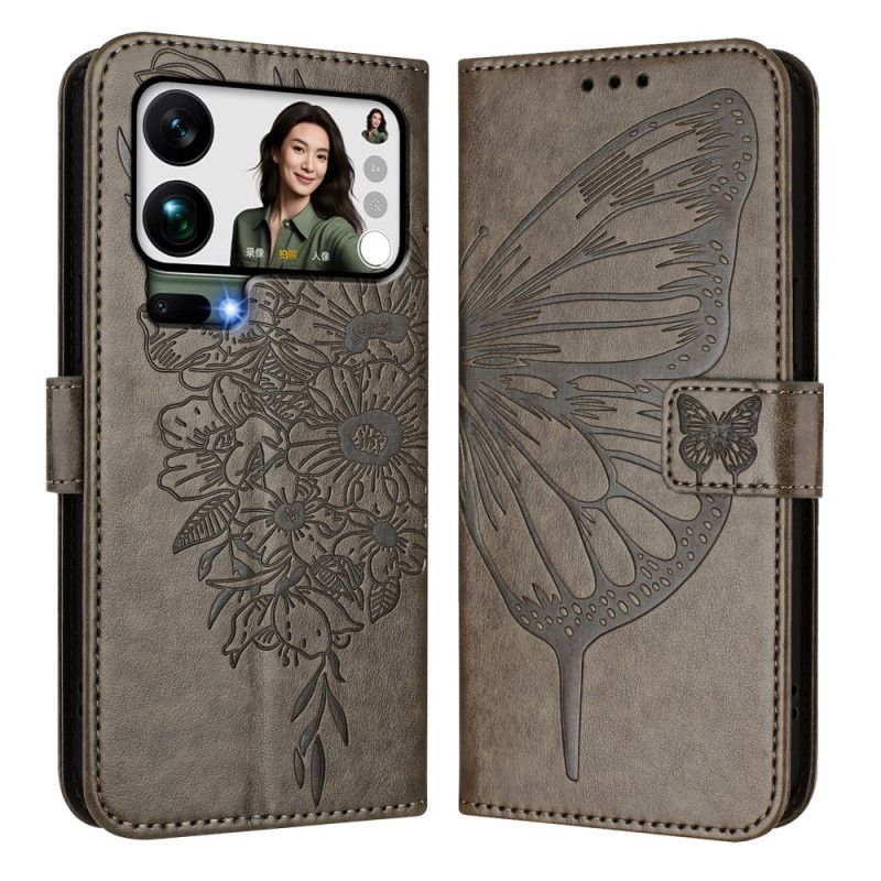 Etui Folio Xiaomi 17 Pro Max Wzór Motyla Ze Smyczką Etui Ochronne