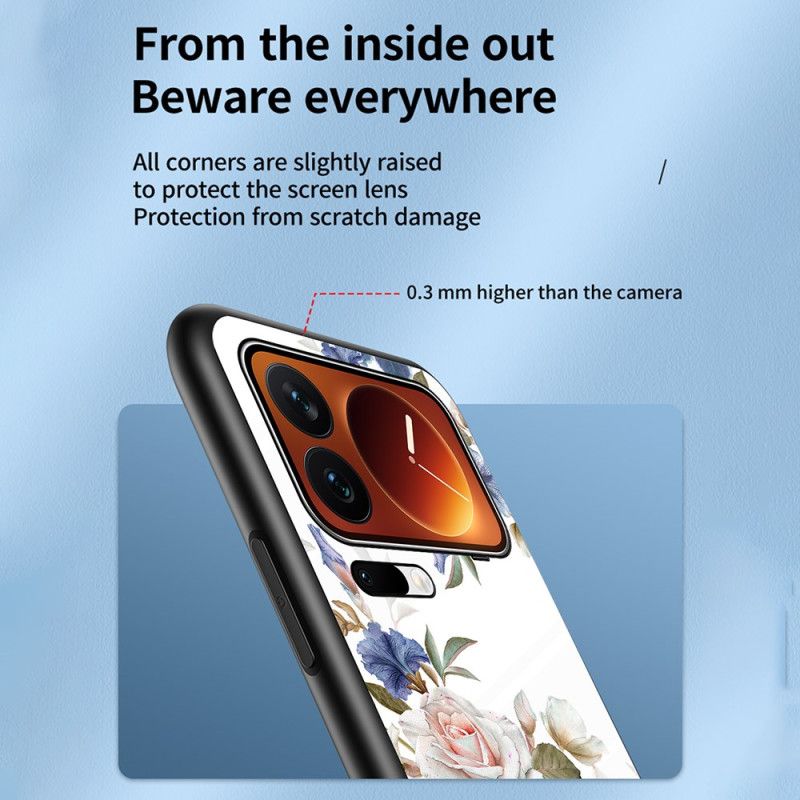 Etui Xiaomi 17 Pro Max Szkło Hartowane Wzór Kwiatowy Etui Ochronne