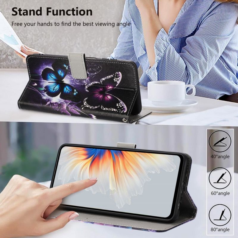 Skórzany Futerał Xiaomi 17 Pro Max Etui Na Telefon Dwa Motyle