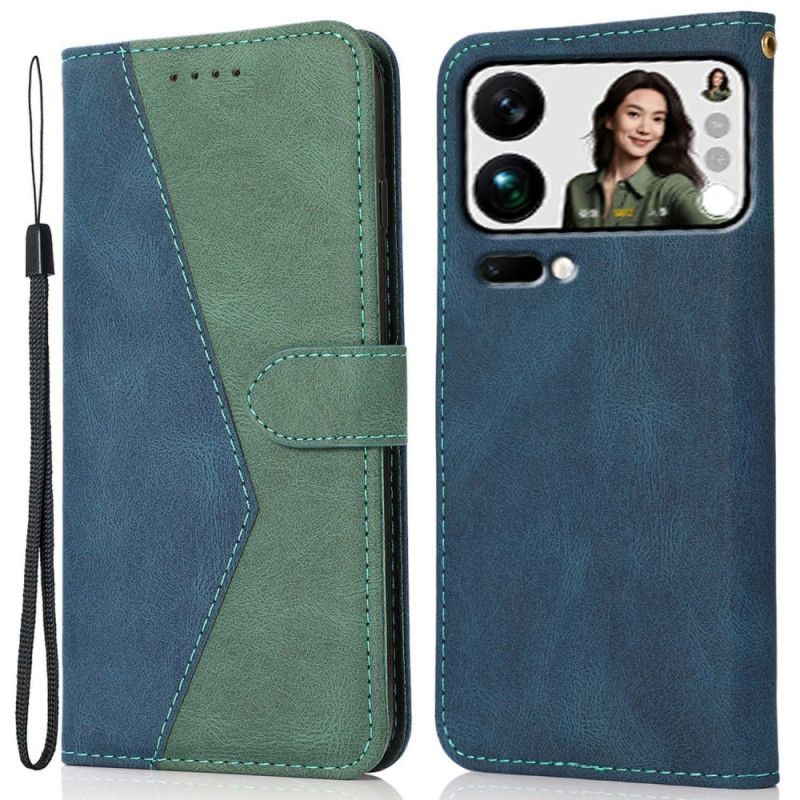 Skórzany Futerał Xiaomi 17 Pro Max Etui Na Telefon Dwukolorowy Wzór