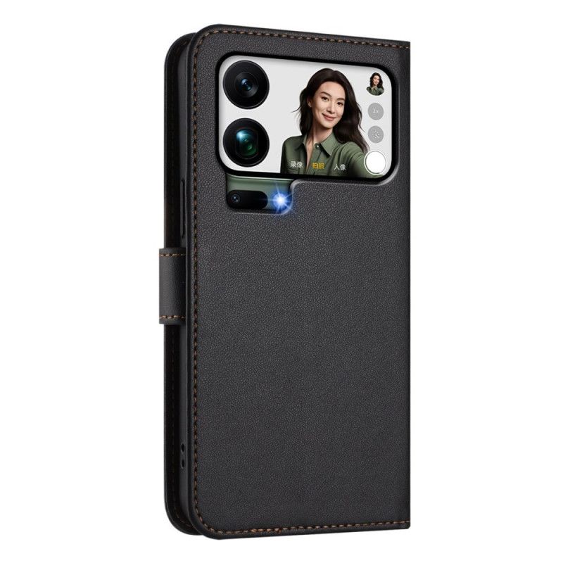 Skórzany Futerał Xiaomi 17 Pro Max Etui Na Telefon Efekt Gładkiej Skóry