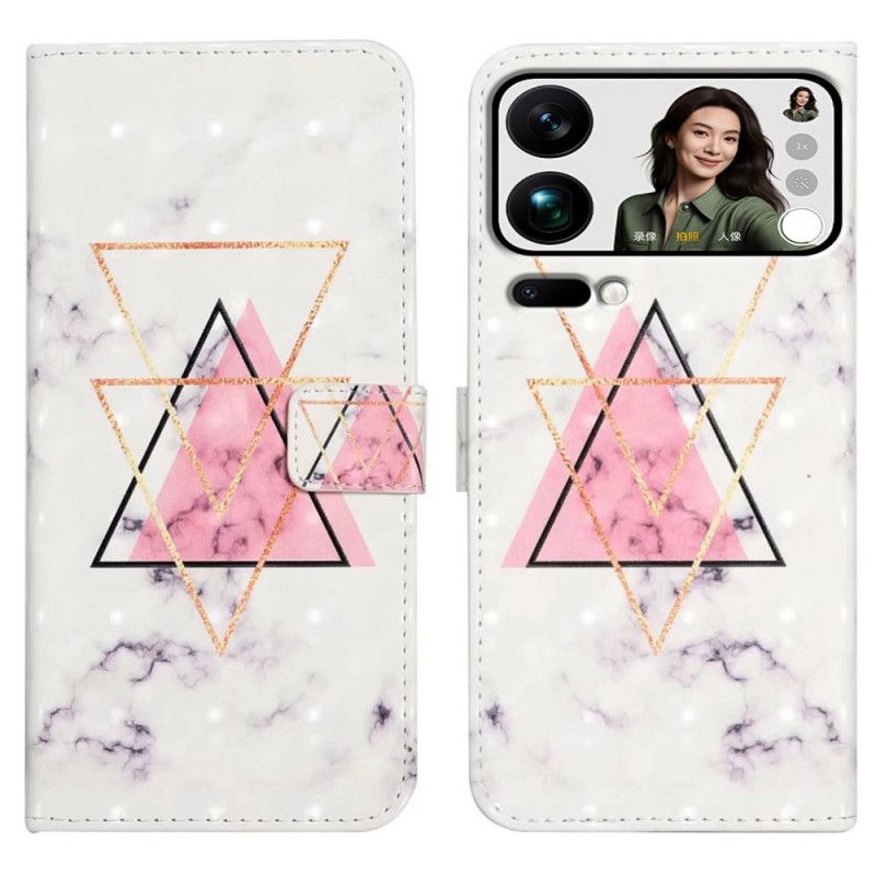 Skórzany Futerał Xiaomi 17 Pro Max Etui Na Telefon Trójkątny Marmur